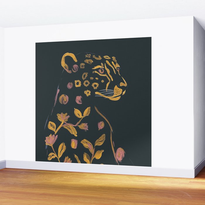 Floral Cheetah Wall Mural Gallery Image 2