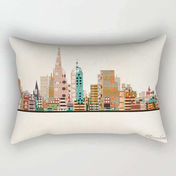 barcelona skyline Rectangular Pillow Gallery Image 2