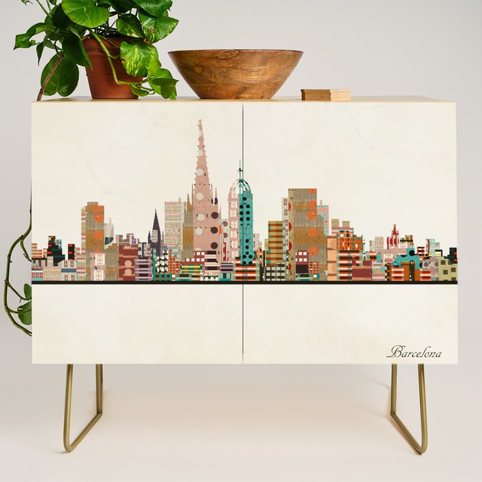 barcelona skyline Credenza Gallery Image 1