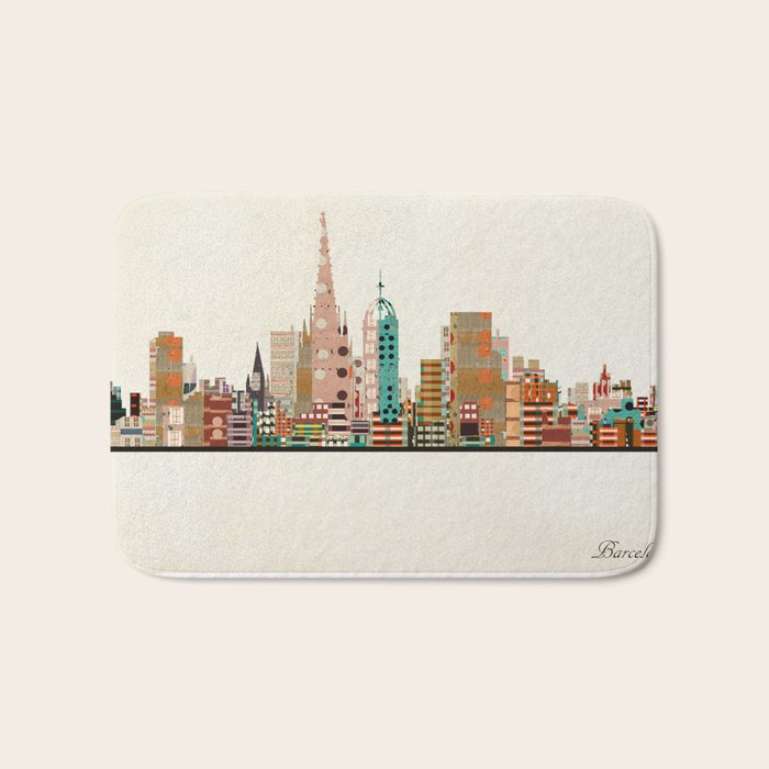 barcelona skyline Bath Mat Gallery Image 1