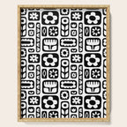 Vintage black and white floral art pattern Serving Tray Gallery Image 1