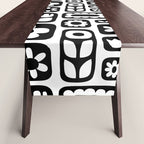 Vintage black and white floral art pattern Table Runner Gallery Image 1