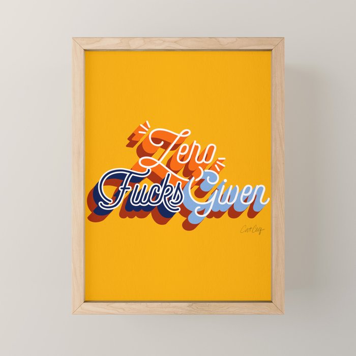 Zero F*cks Given - Yellow & Blue Palette Mini Art Print Gallery Image 1