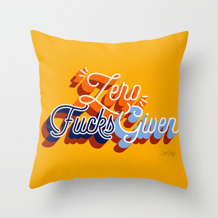 Zero F*cks Given - Yellow & Blue Palette Throw Pillow Gallery Image 6
