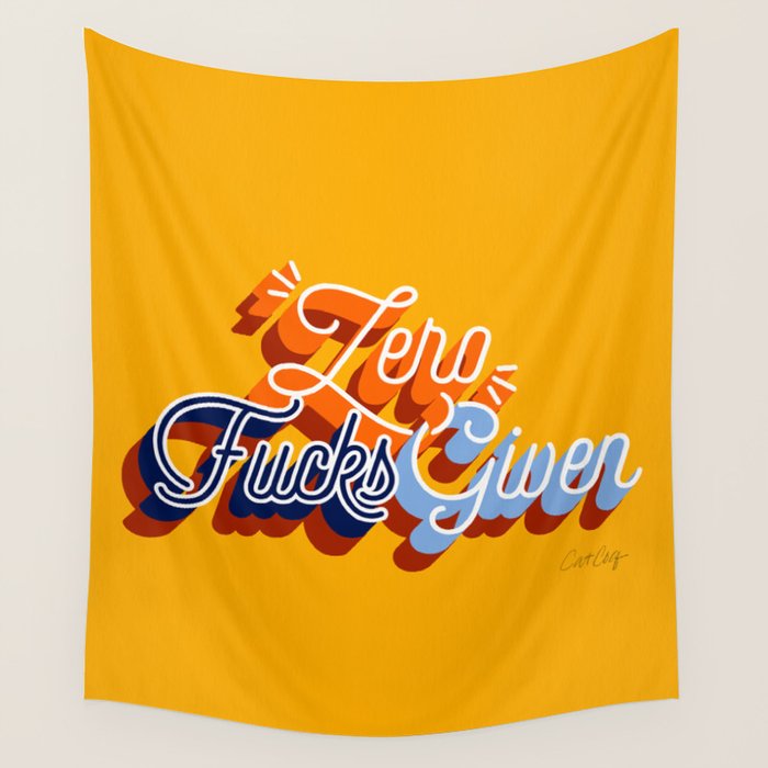 Zero F*cks Given - Yellow & Blue Palette Wall Tapestry Gallery Image 1