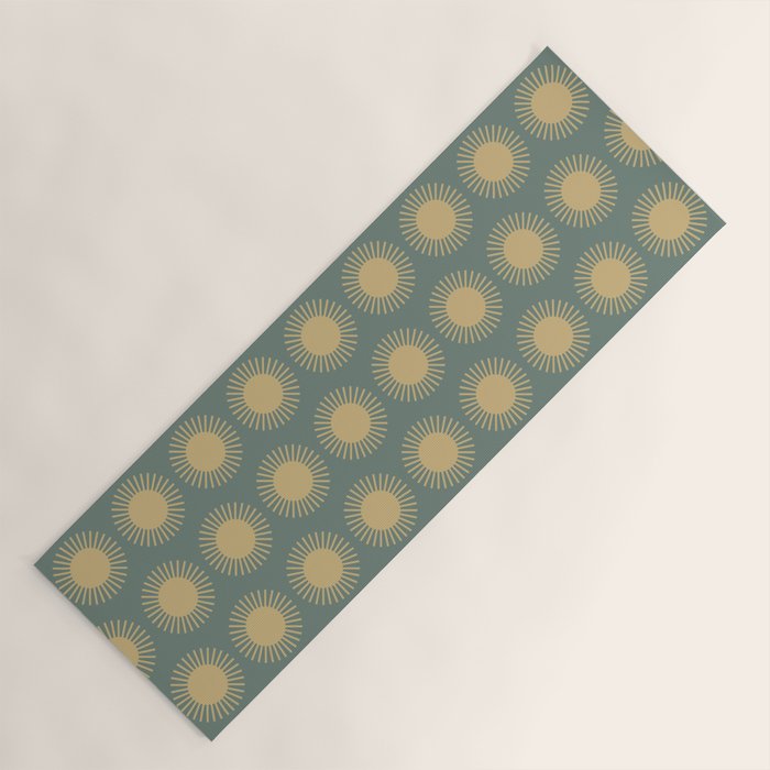 Boho Summer Sun Pattern XVI Neutral Earthy Sage Yellow Yoga Mat Gallery Image 1