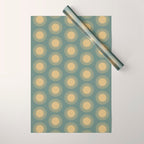 Boho Summer Sun Pattern XVI Neutral Earthy Sage Yellow Wrapping Paper Gallery Image 1
