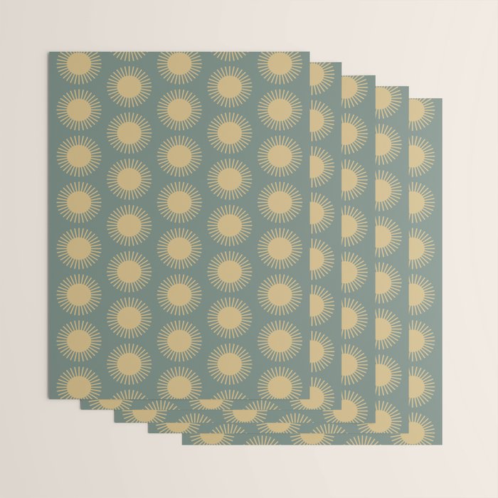 Boho Summer Sun Pattern XVI Neutral Earthy Sage Yellow Wrapping Paper Gallery Image 3