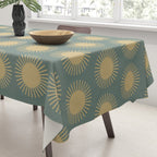 Boho Summer Sun Pattern XVI Neutral Earthy Sage Yellow Tablecloth Gallery Image 3