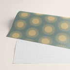 Boho Summer Sun Pattern XVI Neutral Earthy Sage Yellow Wrapping Paper Gallery Image 2