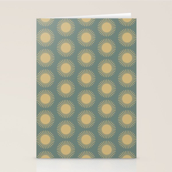Boho Summer Sun Pattern XVI Neutral Earthy Sage Yellow Stationery Card Gallery Image 2