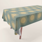 Boho Summer Sun Pattern XVI Neutral Earthy Sage Yellow Tablecloth Gallery Image 1