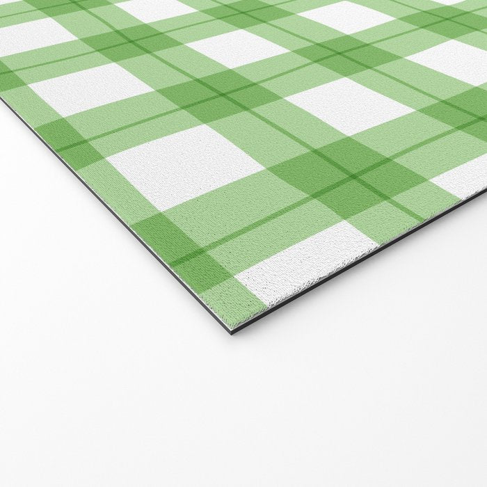 Green geometric plaid gingham pattern Welcome Mat Gallery Image 2