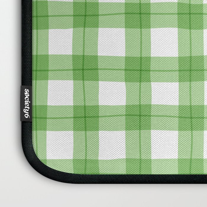 Green geometric plaid gingham pattern Laptop Sleeve Gallery Image 3