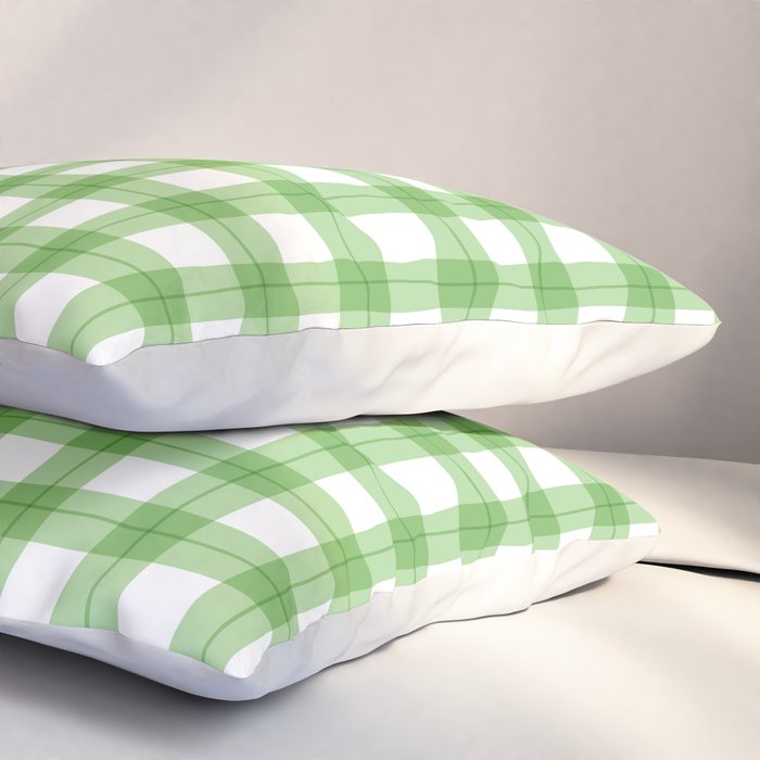 Green geometric plaid gingham pattern Pillow Sham Gallery Image 3