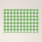 Green geometric plaid gingham pattern Welcome Mat Gallery Image 1