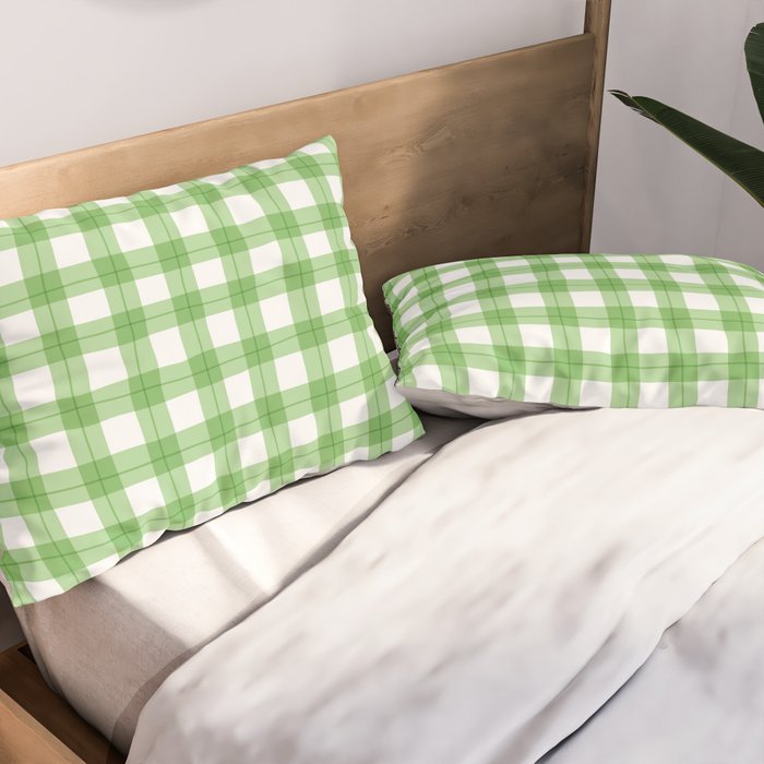 Green geometric plaid gingham pattern Pillow Sham Gallery Image 2