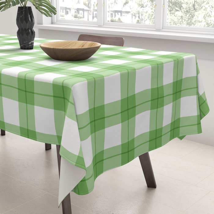 Green geometric plaid gingham pattern Tablecloth Gallery Image 3