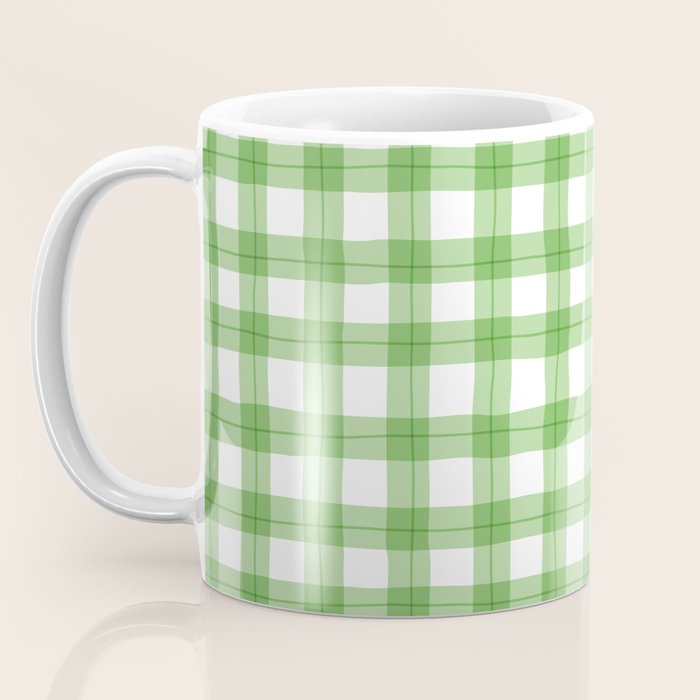 Green geometric plaid gingham pattern Coffee Mug Gallery Image 3