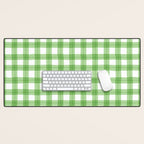 Green geometric plaid gingham pattern Desk Mat Gallery Image 1