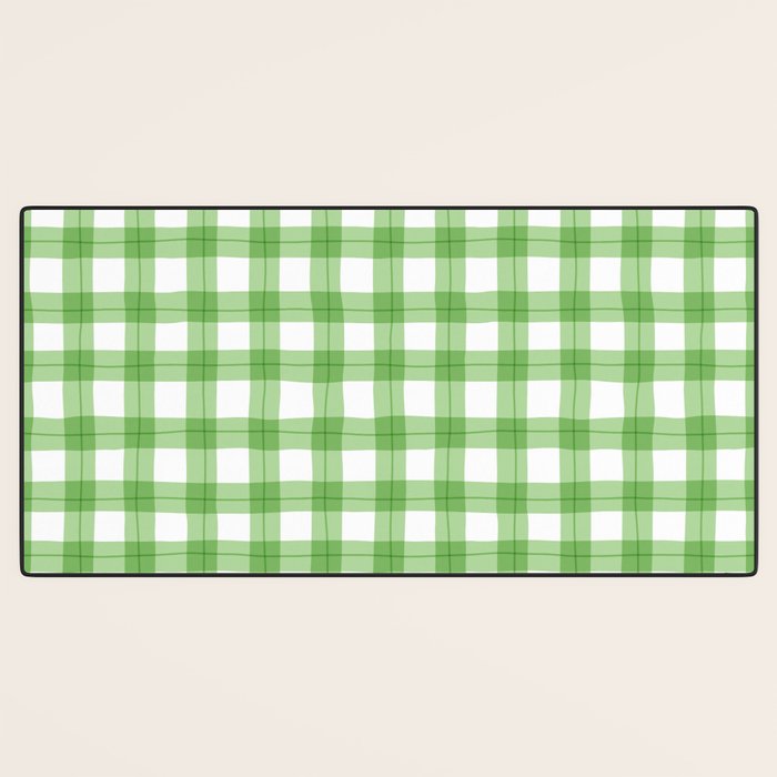 Green geometric plaid gingham pattern Desk Mat Gallery Image 3