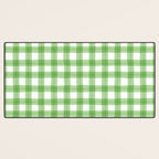 Green geometric plaid gingham pattern Desk Mat Gallery Image 3