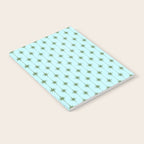 Mid Century Modern Stars and Dots Pattern in Light Aqua Blue and Olive Green Notebook Gallery Image 2