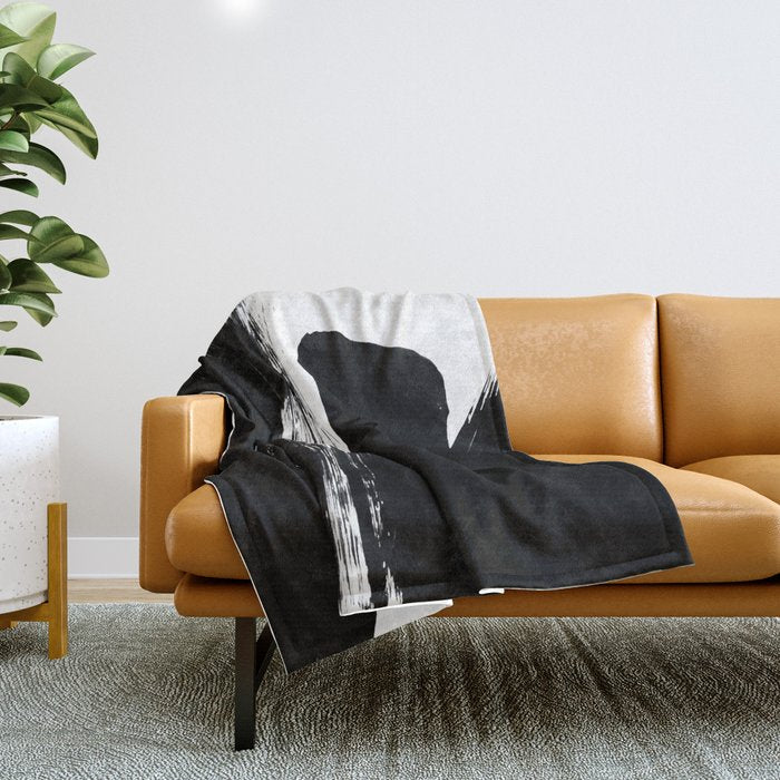 Monochrome Ink 02 Throw Blanket Gallery Image 1