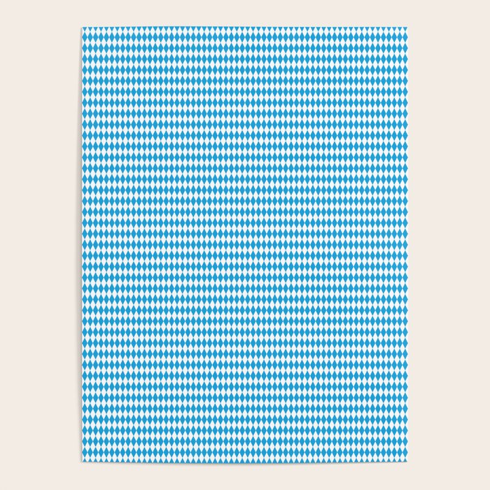 Oktoberfest Bavarian Blue and White Small Diagonal Diamond Pattern Poster Gallery Image 4