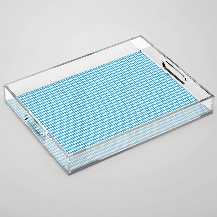 Oktoberfest Bavarian Blue and White Small Diagonal Diamond Pattern Acrylic Tray Gallery Image 1