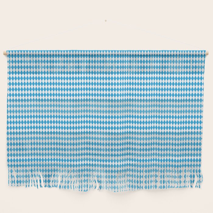 Oktoberfest Bavarian Blue and White Small Diagonal Diamond Pattern Wall Hanging Gallery Image 1