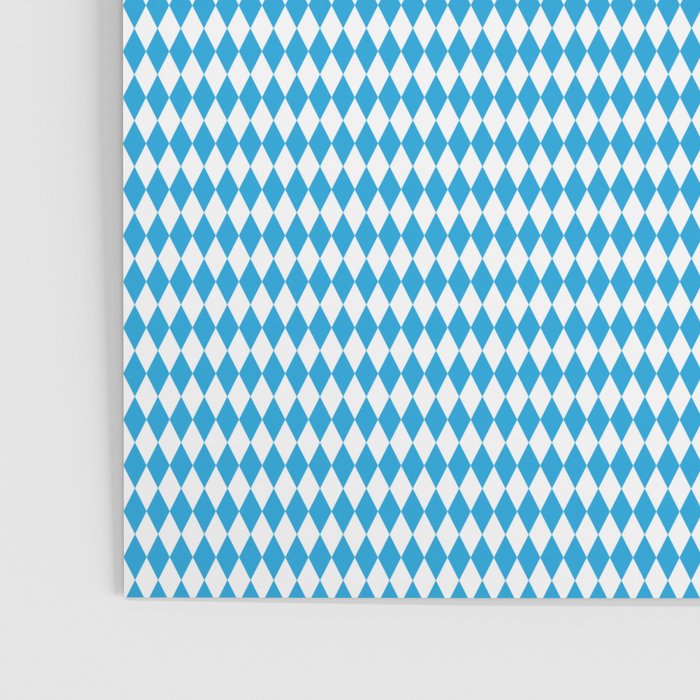 Oktoberfest Bavarian Blue and White Small Diagonal Diamond Pattern Poster Gallery Image 3