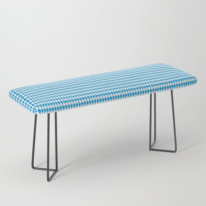 Oktoberfest Bavarian Blue and White Small Diagonal Diamond Pattern Bench Gallery Image 1