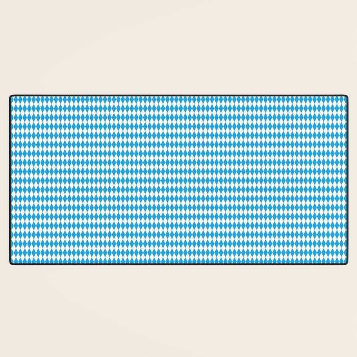 Oktoberfest Bavarian Blue and White Small Diagonal Diamond Pattern Desk Mat Gallery Image 3