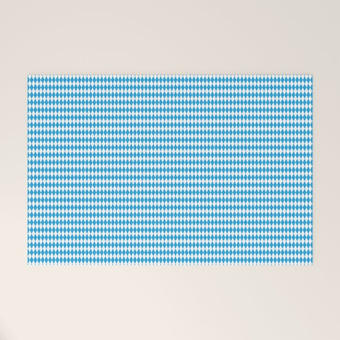 Oktoberfest Bavarian Blue and White Small Diagonal Diamond Pattern Welcome Mat Gallery Image 1