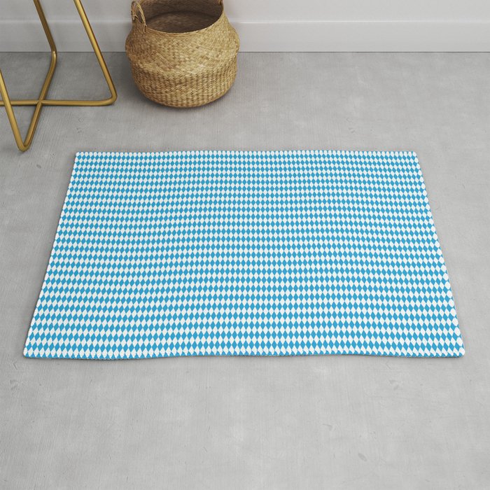 Oktoberfest Bavarian Blue and White Small Diagonal Diamond Pattern Rug Gallery Image 1
