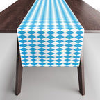 Oktoberfest Bavarian Blue and White Small Diagonal Diamond Pattern Table Runner Gallery Image 1