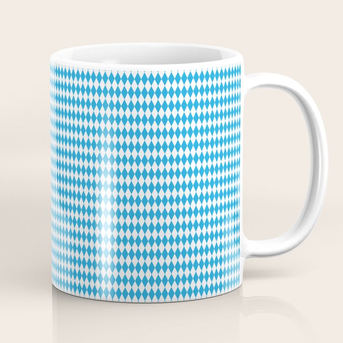 Oktoberfest Bavarian Blue and White Small Diagonal Diamond Pattern Coffee Mug Gallery Image 1