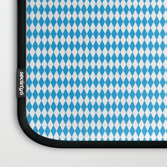 Oktoberfest Bavarian Blue and White Small Diagonal Diamond Pattern Laptop Sleeve Gallery Image 3