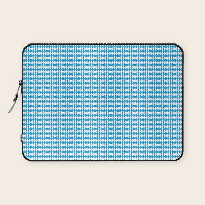 Oktoberfest Bavarian Blue and White Small Diagonal Diamond Pattern Laptop Sleeve Gallery Image 1
