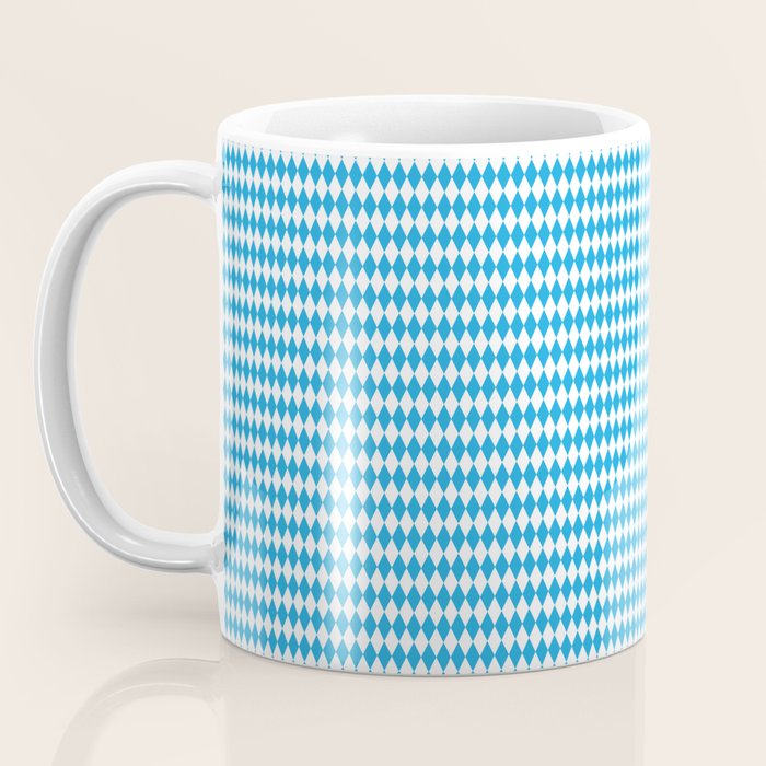 Oktoberfest Bavarian Blue and White Small Diagonal Diamond Pattern Coffee Mug Gallery Image 3