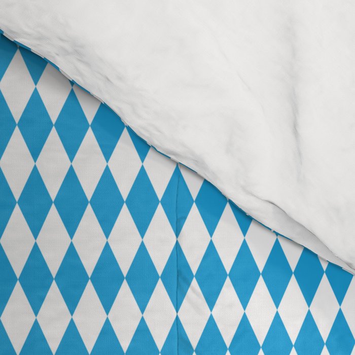 Oktoberfest Bavarian Blue and White Small Diagonal Diamond Pattern Comforter Gallery Image 4
