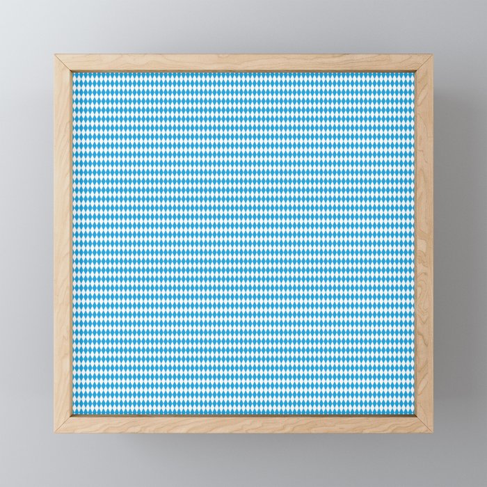 Oktoberfest Bavarian Blue and White Small Diagonal Diamond Pattern Mini Art Print Gallery Image 1