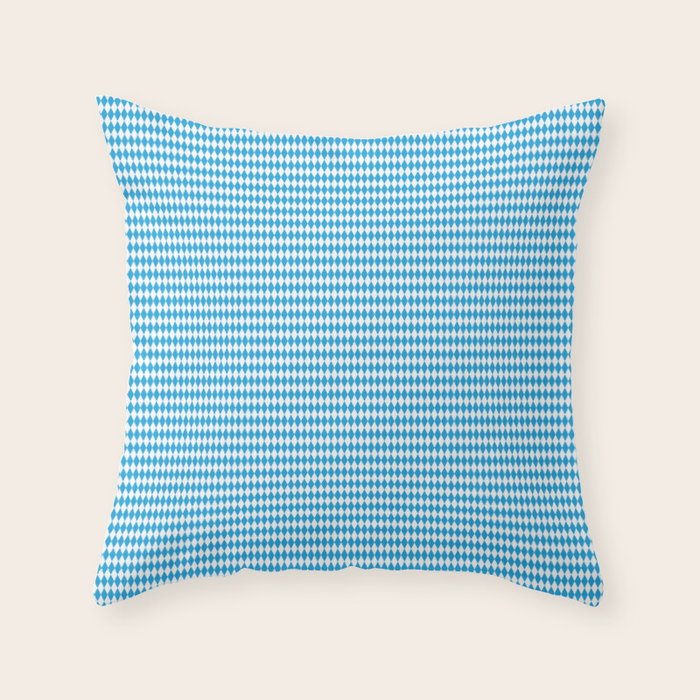 Oktoberfest Bavarian Blue and White Small Diagonal Diamond Pattern Throw Pillow Gallery Image 6