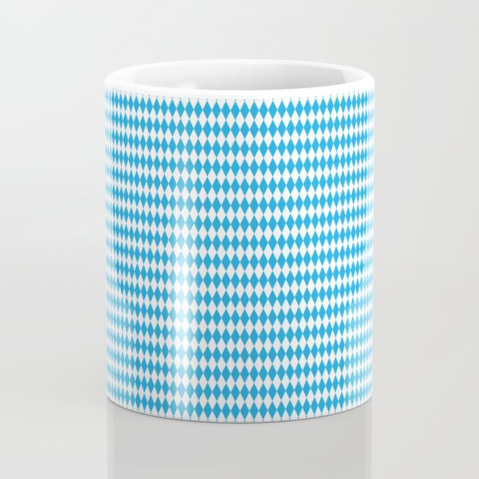 Oktoberfest Bavarian Blue and White Small Diagonal Diamond Pattern Coffee Mug Gallery Image 4