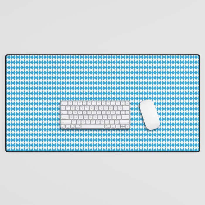Oktoberfest Bavarian Blue and White Small Diagonal Diamond Pattern Desk Mat Gallery Image 1