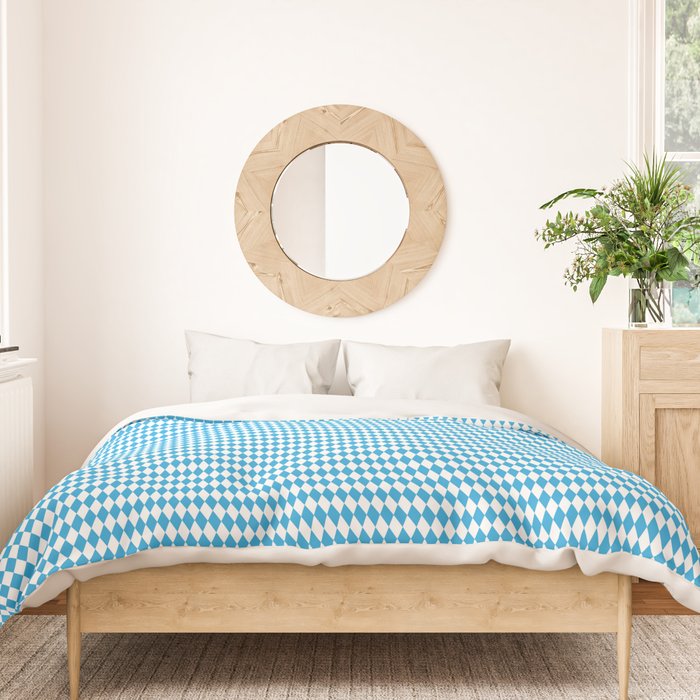 Oktoberfest Bavarian Blue and White Small Diagonal Diamond Pattern Duvet Cover Gallery Image 3