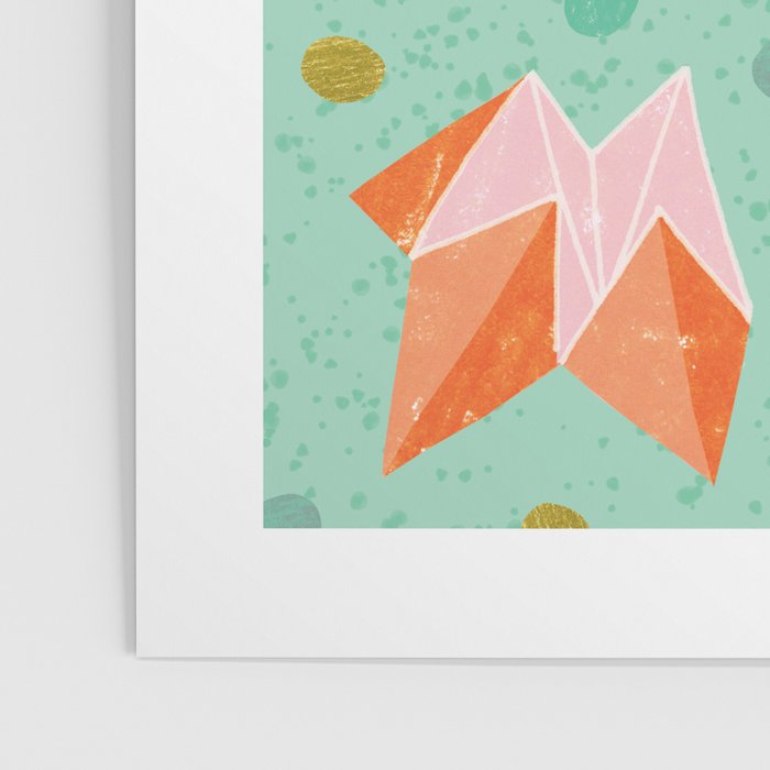 Origami Fortune Teller in Seafoam Green & Orange Poster Gallery Image 3
