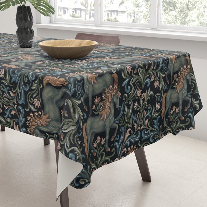Whimsical Horses Botanicals II Tablecloth Gallery Image 3