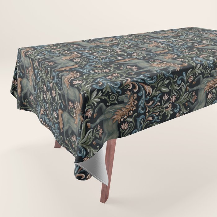 Whimsical Horses Botanicals II Tablecloth Gallery Image 1